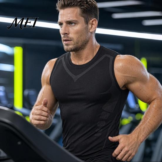 Kalorienverbrennendes Kompressions-Tanktop für Herren, Hohe Dehnbarkeit, Schnelltrocknend, Athletisch für Basketball, Kernstraffung, Training, Laufen, Haltungskorrektor