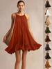 Spring Summer Sleeveless Pleated Halter Vacation Dress for Women
