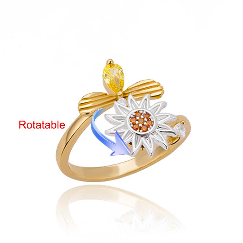Anti-Stress Angstringe für Damen Goldfarbe Offen Verstellbar Drehbarer Ring Ästhetischer Hochzeitsmode Schmuck Geschenk