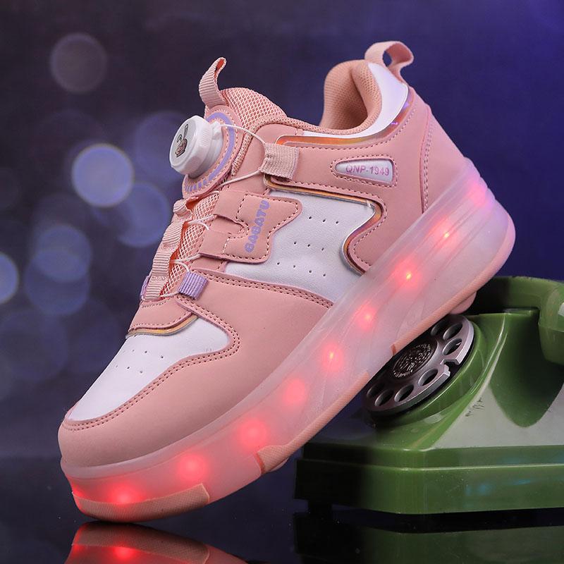 Kid's Luminous  Sneakers Sneakers Led Light Shoes Children's Kids Boys Girls USB Charging Glowing Wheels Parkour Roller Skate Shoes