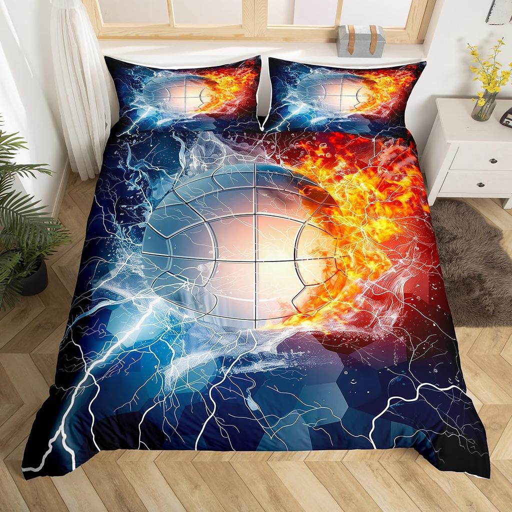 3D Basketball Duvet Cover Sports Game Baseketball Bedding Set Full for Kids Boys Girls Bedroom Decor Baseketball Comforter Cover