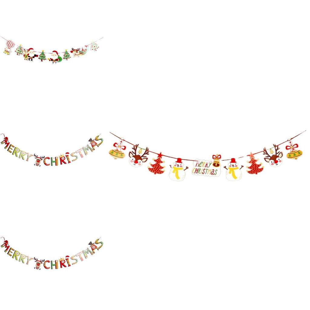 Festive Christmas Spirit Pulling Flag Ornament Santa Claus Party Decoration