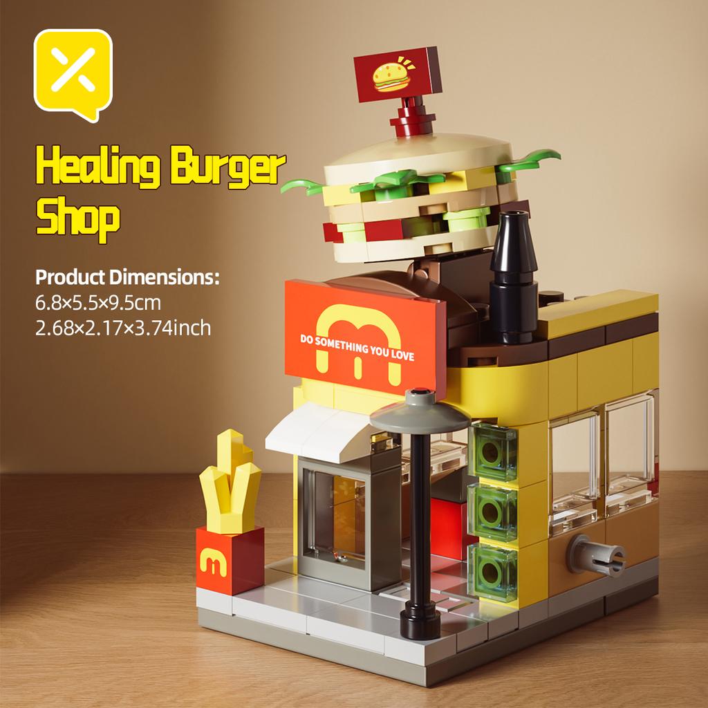 DIY Store Building Blocks Model Fast Food Restaurant Coffee Shop Puzzle Assembled Children's Educational Toys Birthday Gifts