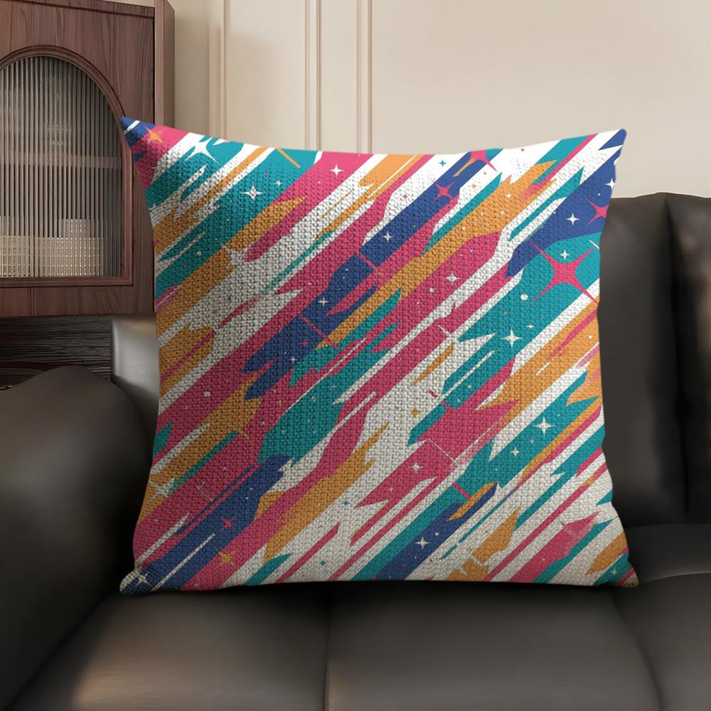 

Classic Striped Cushion Cover Natural Linen Organic Fabric DoubleSided Printing Sofa Home Decor Breathable Environmentally 30x30cm