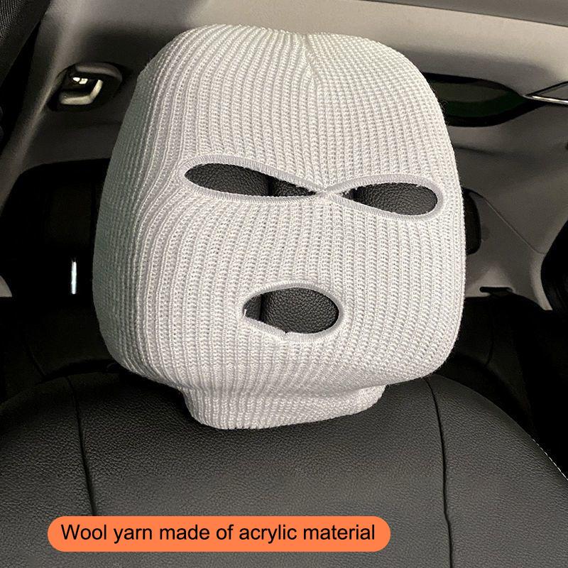 Universal Car Seat Headrest Cover Polyester Balaclava 3Hole Full Cover Halloween Christmas Funny Car Decoration