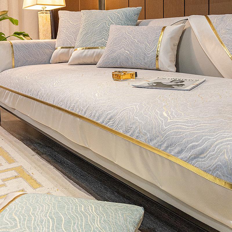 Cool Feeling Sofa Cushion Four-season Seat Cushion Non-slip Nordic Simple Modern Sofa Cover Chenille All-inclusive Thickening