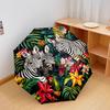 1 PC Automatic Folding Umbrella - Zebras In Tropical Flowers Pattern, Portable & Foldable Design with 8 Ribs, Christmas Birthday Gifts