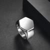 Hexagonal Glossy Stainless Steel Men'S Ring, Simple Solid Titanium Steel Ring, Fashion Accessories