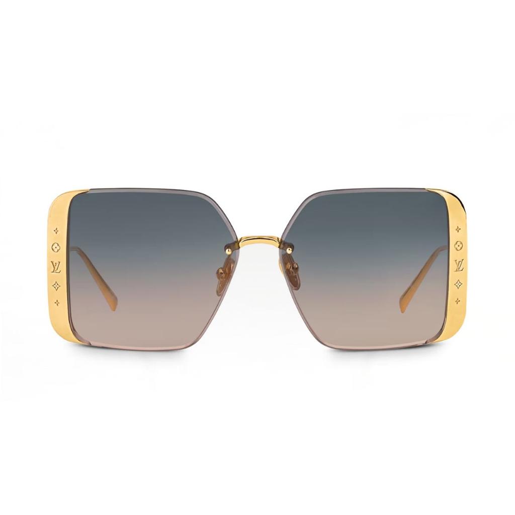 Louis Vuitton Logo Metal Irregular Shape Sunglasses Men sunglasses Gold Z1994U