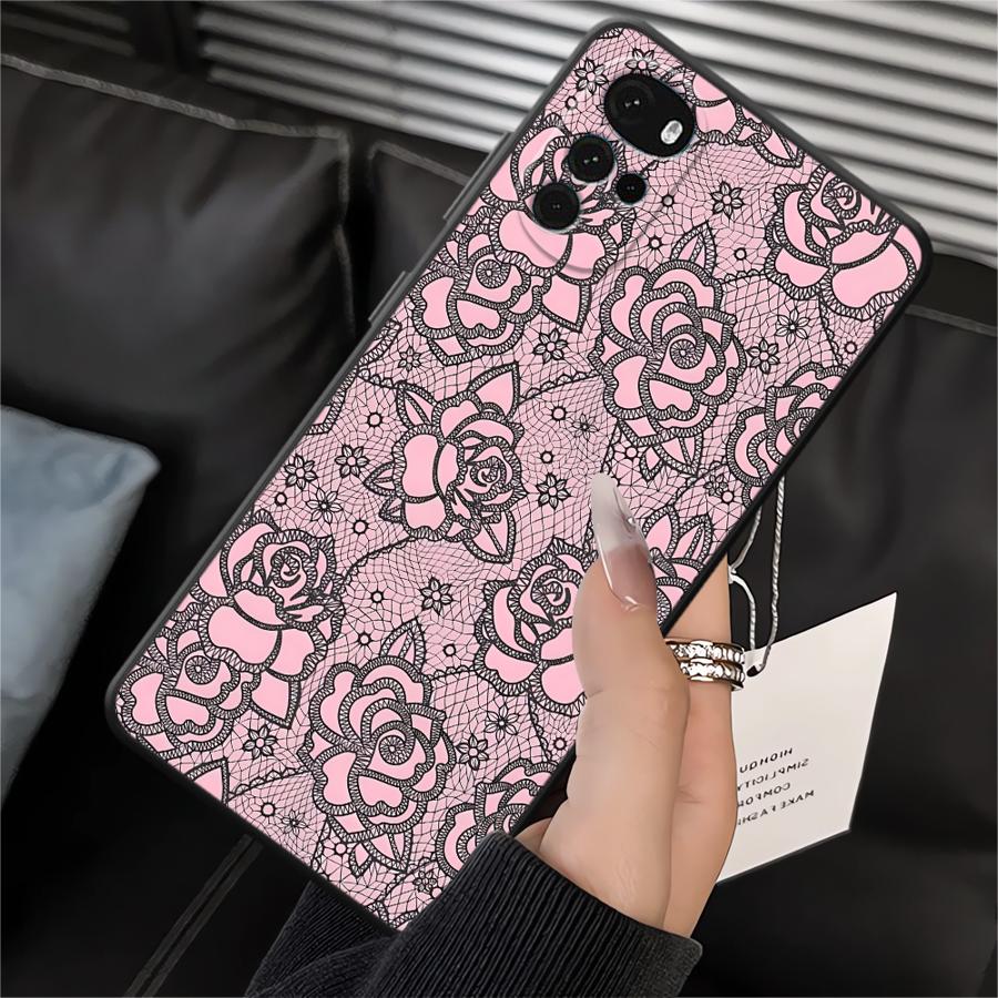 

Case for Motorola Moto G53 G30 Edge 20 Pro 30 Lite G22 Edge40 G50 G52 G71 G60s G51 G73 G32 Phone Cover Creative Lace Pattern Motorola Moto G51 5G