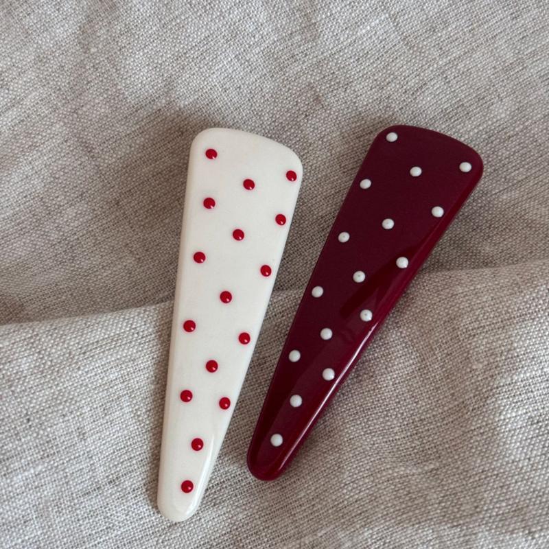 Vintage Polka Dot Hair Barrettes INS Style 7 Colors Acrylic Hair Clips Anti-slip Fashion Hair Accessories for Women Parties