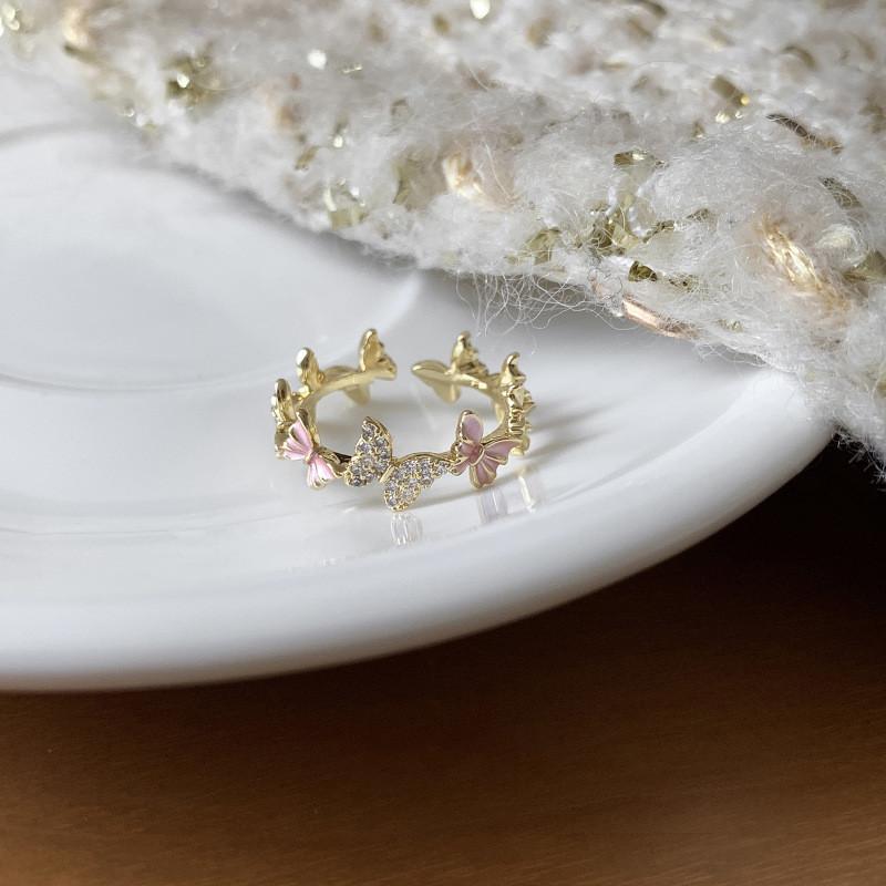 Unique High-end Copper Butterfly Ring For Women Stylish Adjustable Finger Accessory