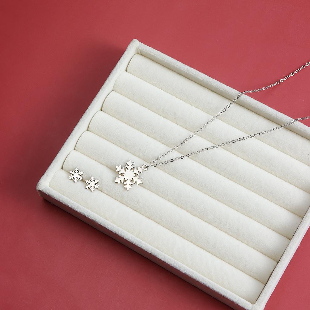 Accessories Christmas Element Necklace New Year'S Snowflake Creative Simple Personalized Stud Earrings Necklace Set