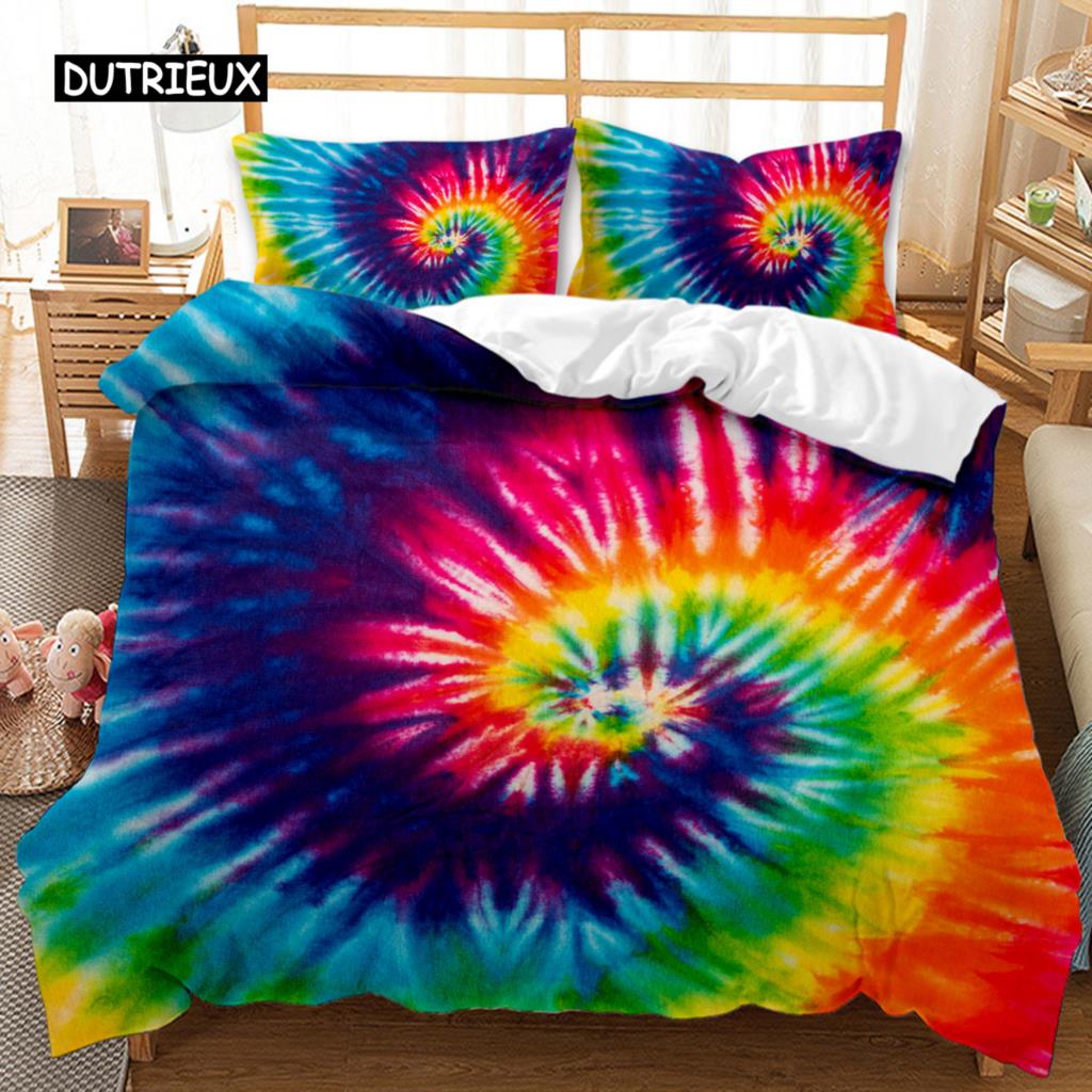 Boho Tie Dye Duvet Cover Set Hippie Bed Sets Blue Purple Colorful Twin Bedding Set Gypsy Queen King Size Polyester Qulit Cover