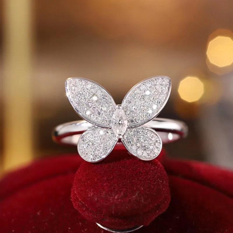 

New Creative Butterfly Ring For Women Luxurious Full Diamond Zirconia Opening Ring copper Plated Party Birthday Jewelry Gift 10