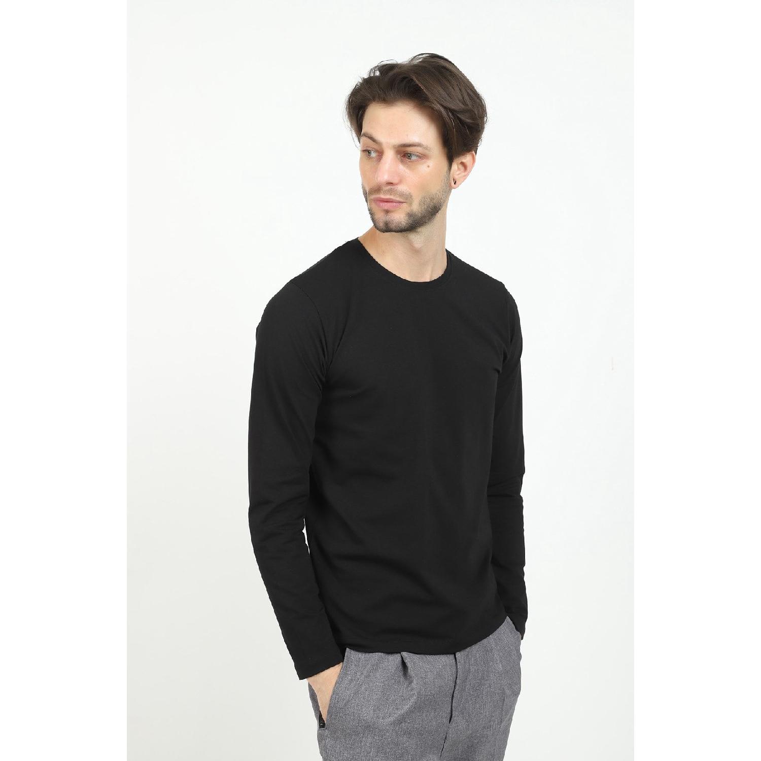 

Men s Black Long Sleeve Lycra Basic T-shirt S чёрный