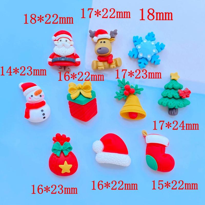 10 Stück Neue Niedliche Weihnachts-Serie Flache Rückseite Harz Cabochons Scrapbooking DIY Schmuck Handwerk Dekoration Zubehör