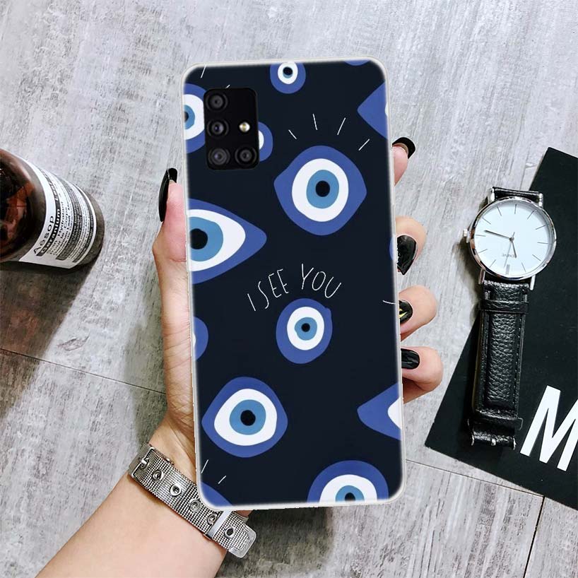 Lucky Blue Evil Eye Phone Case For Samsung Galaxy A14 A15 A13 A12 A54 A55 A53 A52 A04S A24 A25 A23 A22 A34 A35 A33 A32 A03S A02S