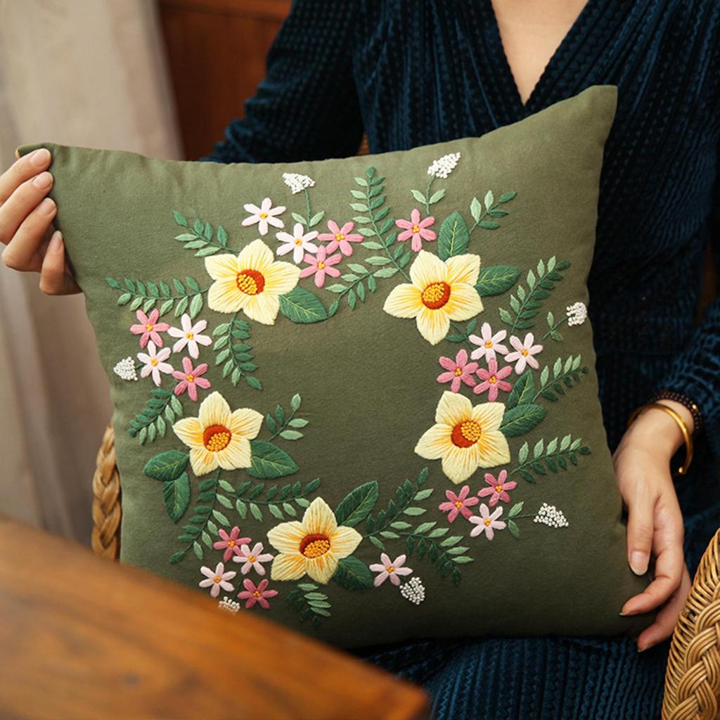 DIY Embroidery Pillow Covers Kit Home Decor Pillow Case Kit Cross Stitch Kits for Sewing Supplies Wedding Sofa Kids Decorative