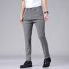 Ultra-thin Elastic Men's Casual Trousers Summer Quick-drying Ice Silk Slim Straight Business Solid Color Trousers Black Gray