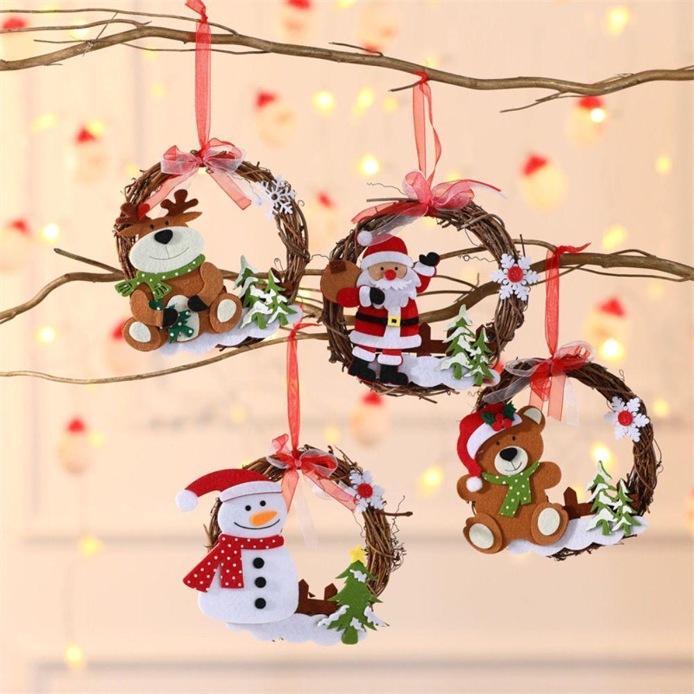 Handmade Christmas Tree Accessories DIY Santa Hanging Ornaments Christmas Xmas Wreath  Shop Window