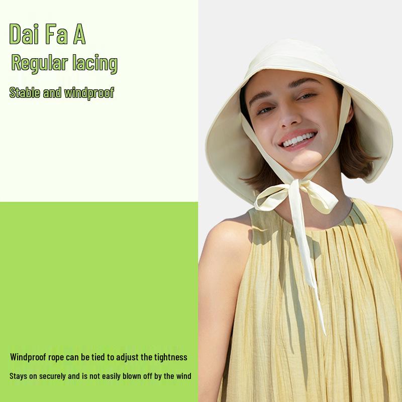 Women's Wide Brim Anti-UV Sun Hat with Ribbon & Ponytail Slot