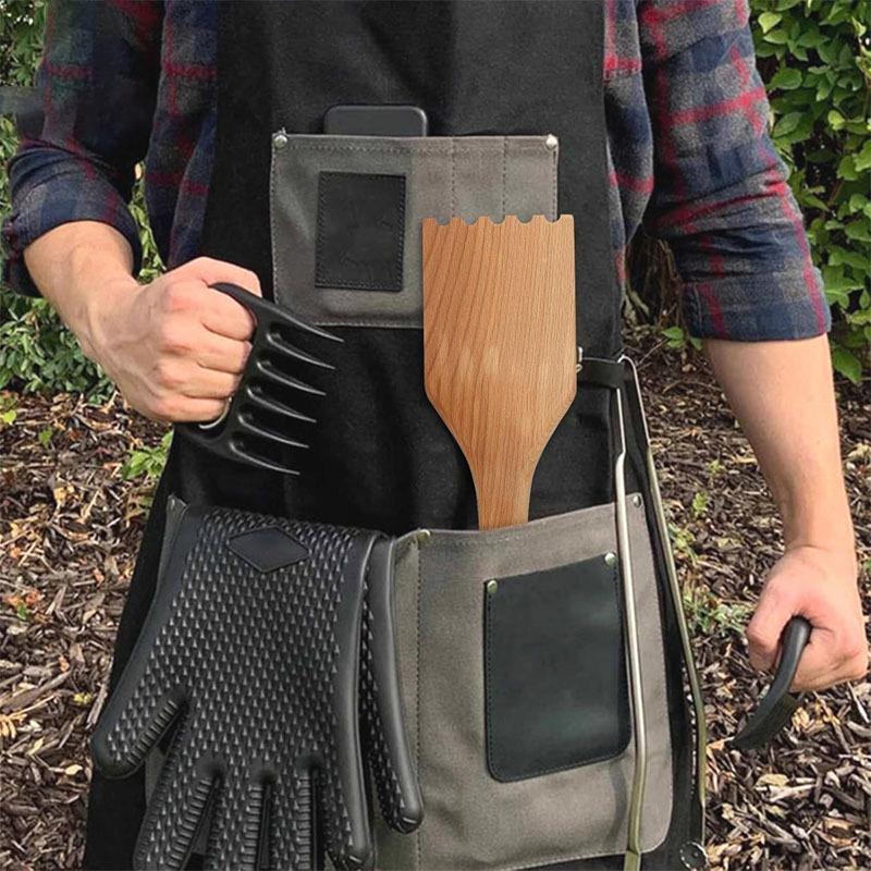 Bbq Grill Barbecue Cleaning Brush Wooden Shovel Brush Scraper Multifunctional Grill Net Oven Baking Tray Kitchen Cleaning Gadget