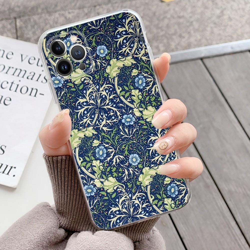 

Retro Morris Floral Print Phone Case for iPhone 17 16 15 14 13 12 11 Series Pro Max Plus Double Layer Protection iphone 13 ProMax