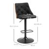 Set of 2 Height-Adjustable Bar Stools 360 Degrees Swivel with Footrest, Tufted Fabric