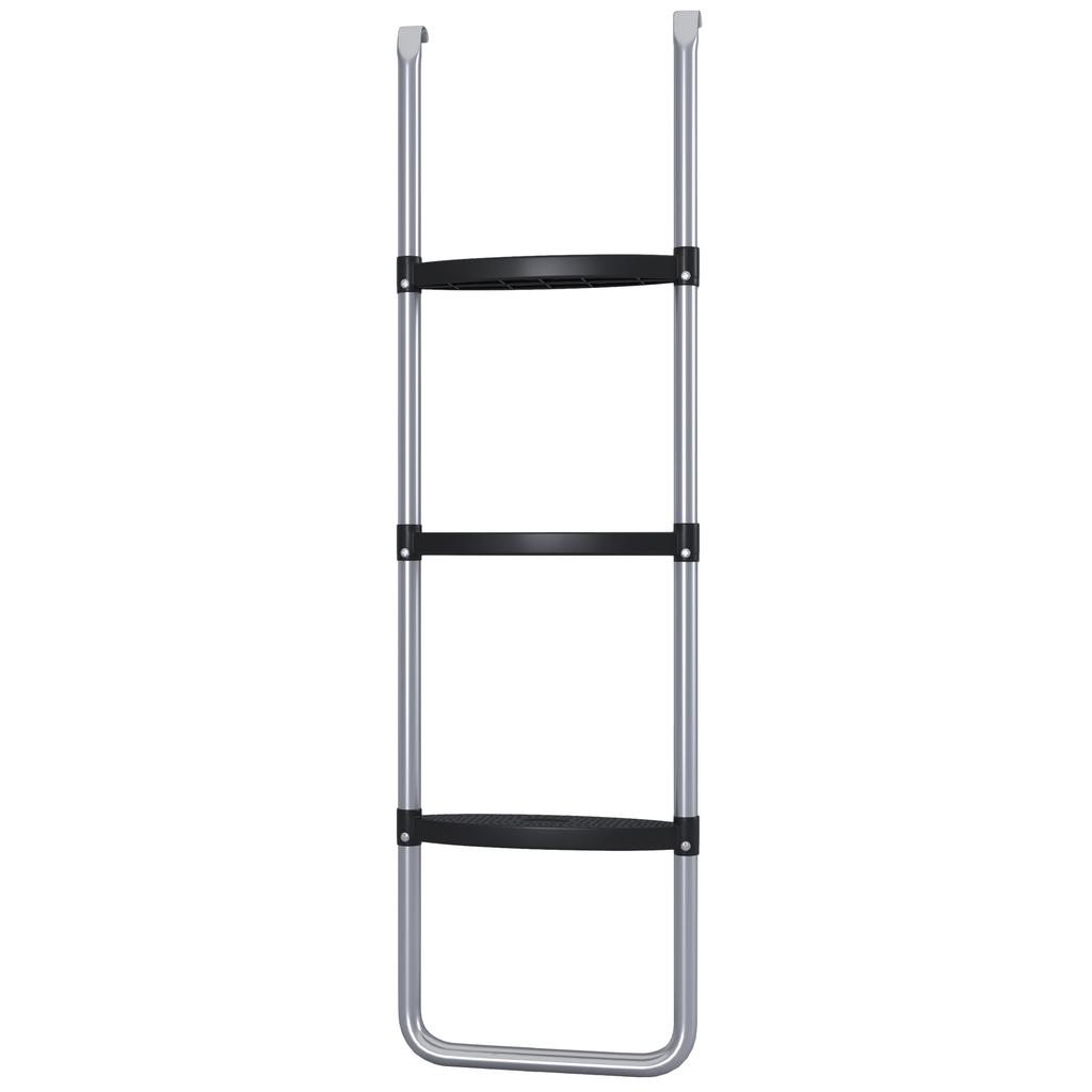 3-or-2-Step Trampoline Ladder Wide Horizontal Steps, Universal Hook, 120 Kg Capacity, 110 X 32 Cm Silver