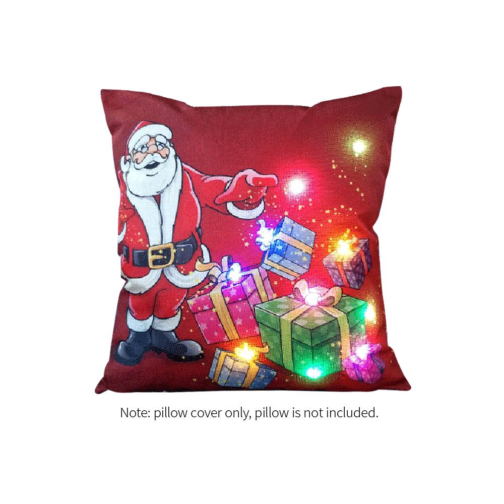 18 * 18 Inches / 45 * 45cm Linen Colorful LED Light Merry Christmas Cushion Cover Decorative Sofa