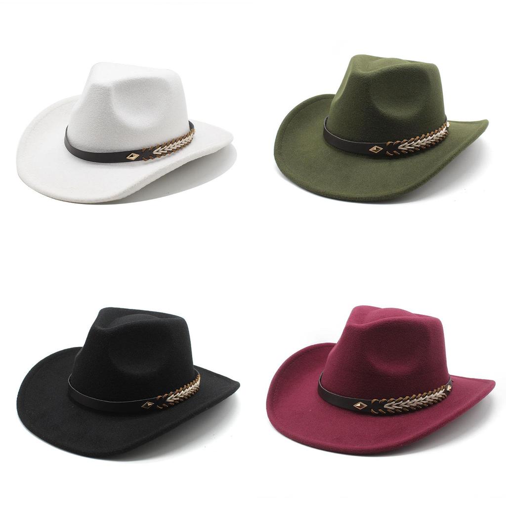 Punk Wool Felt Hat With Wide Brim And Sun Protection For Men And Women In Fall Winter