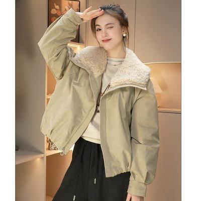 155pipipi European Style Women's Short Parka with Imitation Lamb Wool Collar - Thickened Winter Coat 2025