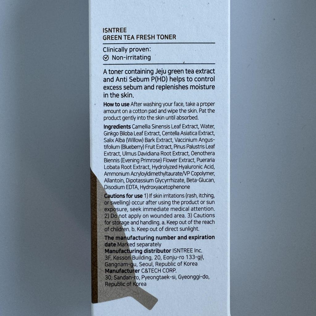 ISNTREE 80% Ekstrakt Z ZIELONEJ HERBATY ŚWIEŻY TONIK 200ml