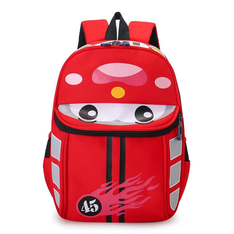 Childrens Cartoon Vehicle School Bag With Lightweight Design For Early Education Red