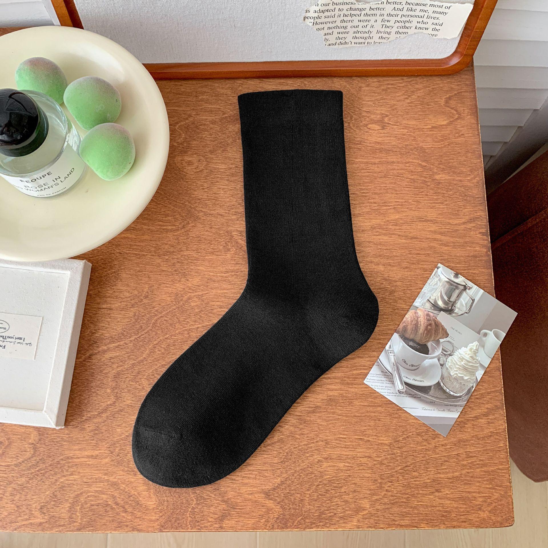 

1/5/10 пар женских гольфов средней длины однотонные повседневные носки хлопковые носки One Size(1 pair) чёрный