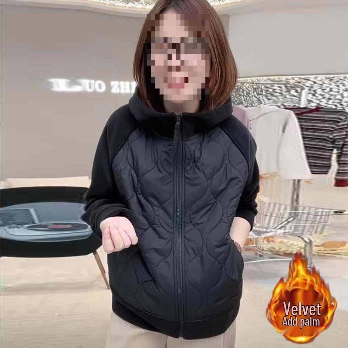 2025 A/W Versatile Color Block Sherpa Hoodie: Windproof, Warm, Plus Velvet Padded Jacket