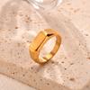 Stainless Steel Signet Ring for Men Women,Gold copper Color Band Ring Pinky Ring Cool Finger Ring,Simple Zircon Gift for Him