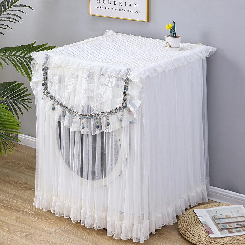 1PC Dust Cover Transparent Protection Towel Breathable Polyester Lace Tulle Washing Machine Cover Universal