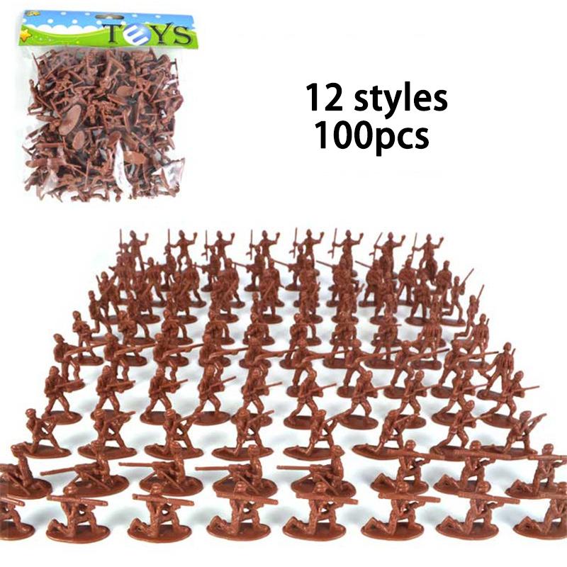 100 Stück Armeesoldaten Spielzeug Militärische Modellsets Spielzeug Armeepolizei Plastiksoldaten Figuren Zubehör Spielzeug Geburtstagsgeschenke für Kinder brown