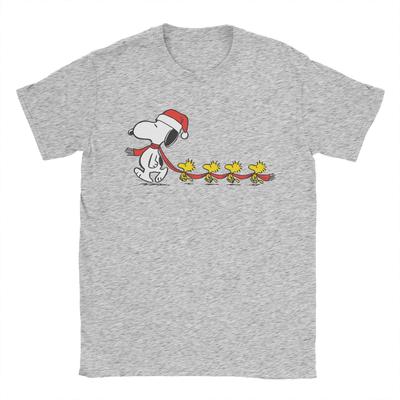 Snoopy and Woodstock Holiday Christmas TShirts for Men Women Crew Neck Cotton T Shirts Short Sleeve T Shirt Gift Idea Clothing