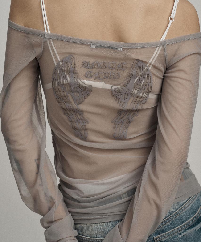ILLIO Gray Angel Wing Mesh Long Sleeve