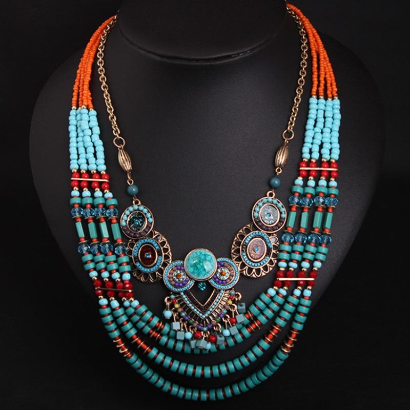 European and American Ethnic Style, Bohemian Handmade Beaded Necklace, Short Collarbone Women s Exaggerated Accessories