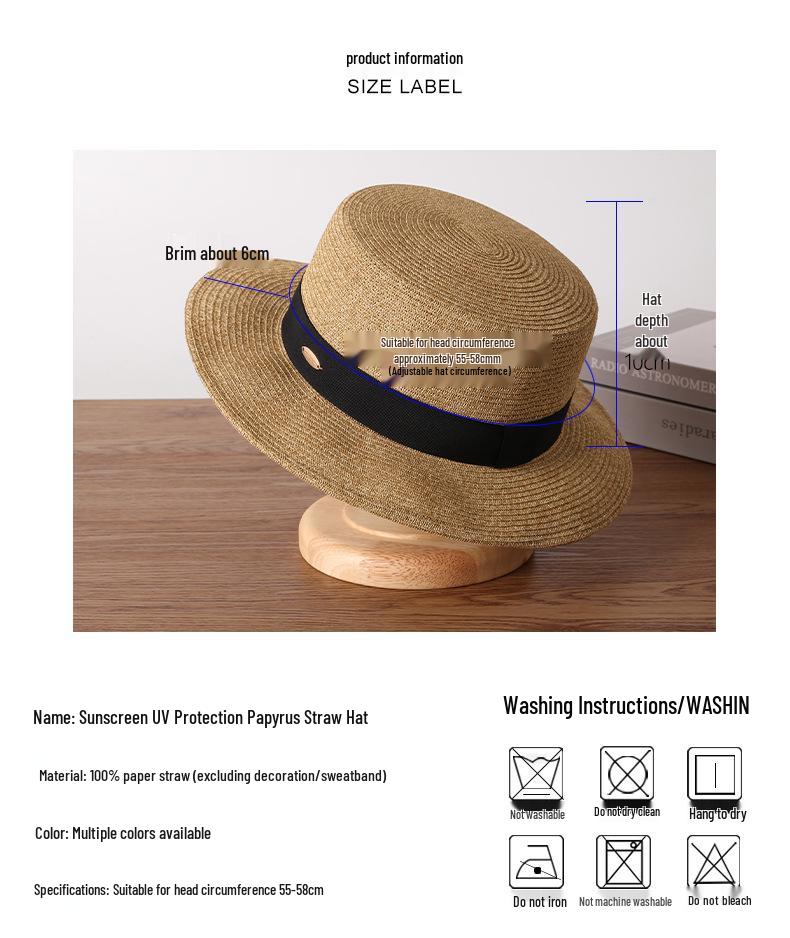 European Retro Letter Sewn Flat Top Sun & Beach Hat