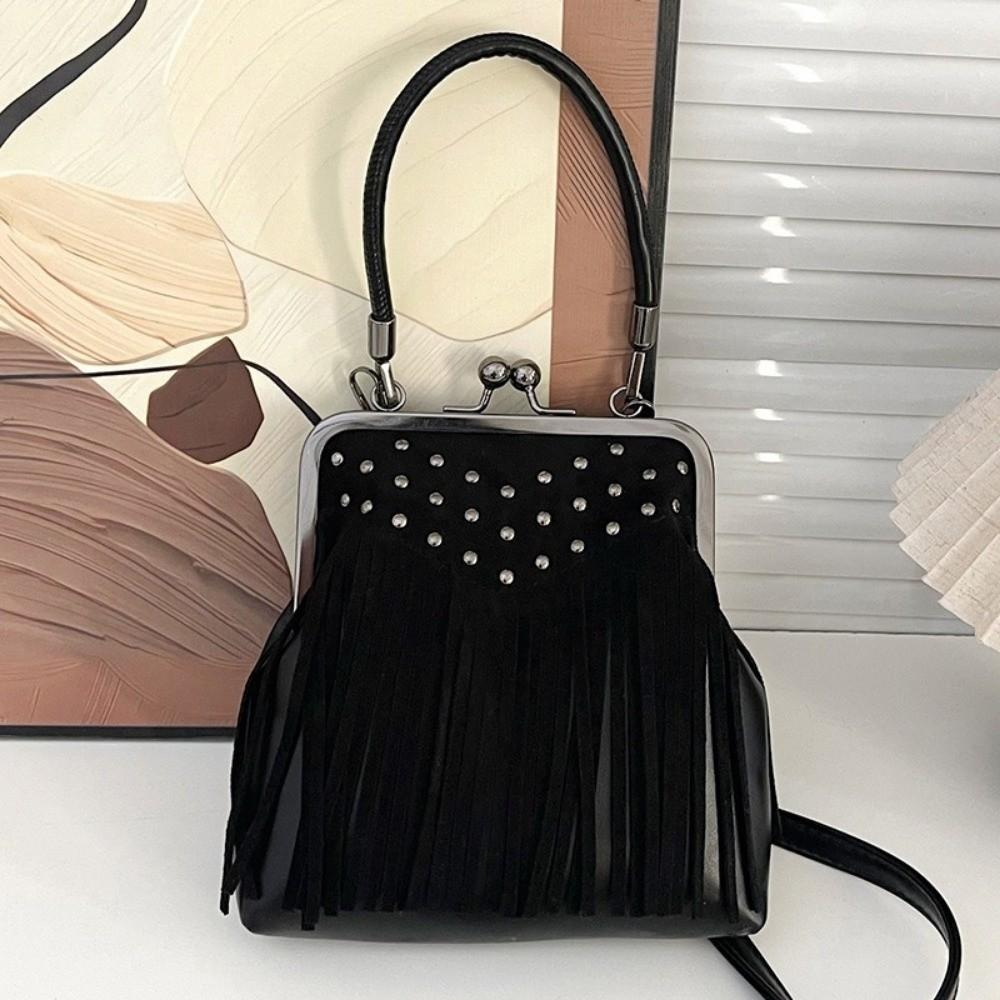 

Fashion Rivet Crossbody Bag Tassel Casual Shoulder Bag Versatile Small Square Bag Women