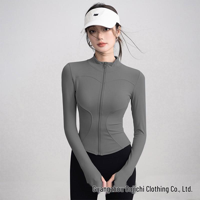 Jachetă de vară sportivă stil coreean pentru femei, protecție solară - Top yoga cu fermoar, croială slim