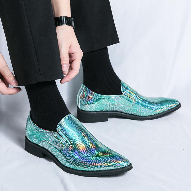 Men's Casual Leather Shoes Fashion Large Size New Pointed Leather Shoes Trend Pointed Leather Shoes Groom Wedding Shoes