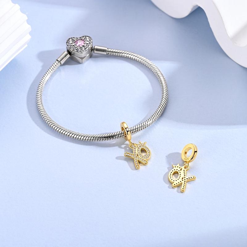 Golden Hugs And Kisses Charms Copper Dangle Pendant Fit Bangle Bracelet Necklace Diy Jewelry