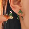 Funny Cute Green Frog Toad Animal Stud Earrings For Women Men Frog Wear A Santa Hat Piercing Earrings Christmas Party Jewelry