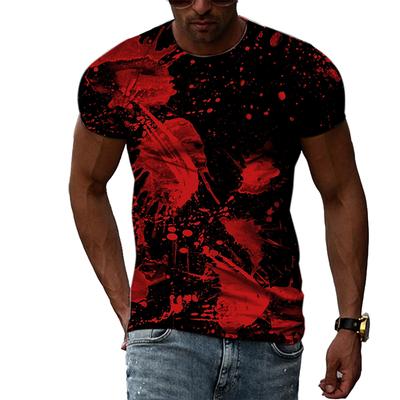 Funny Bloody Terror Pattern 3D Print T Shirt For Men Clothing Casual Fashion O Neck Short Sleeve Top Streetwear Oversized Tshirt